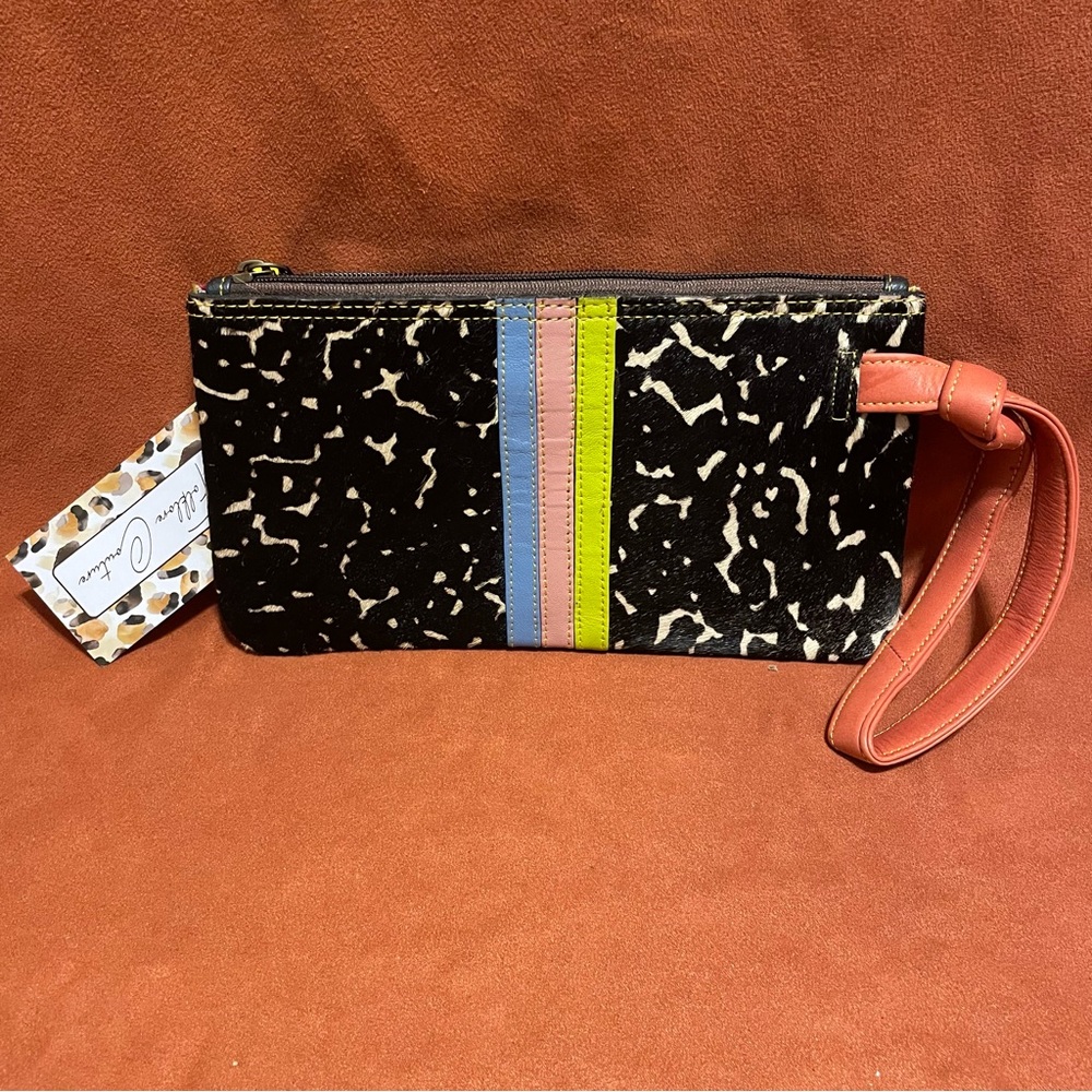 Folklore Couture Handmade Multicolor Leather And Hide Wallet Wristlet Clutch NWT